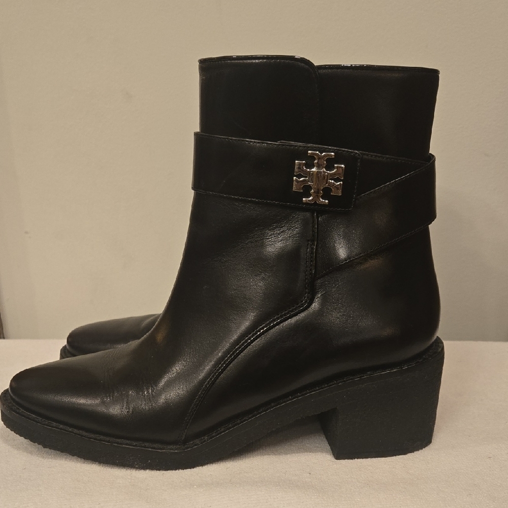 ​✨ Tory Burch Black Leather Kira Ankle Boots - Silver Hardware - Size 9M ✨